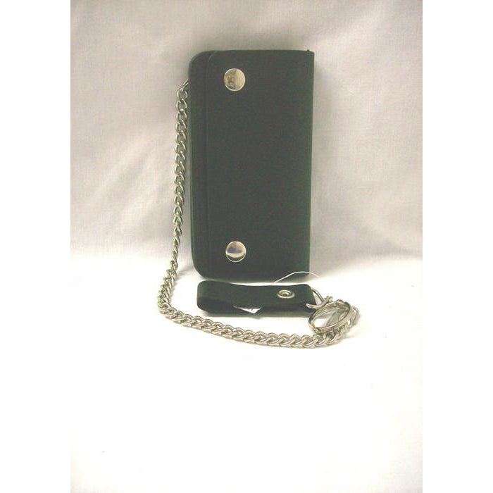 Double SS Small Black Leather Trucker Wallet/Motorcycle Wallet - Pete's Town Western Wear