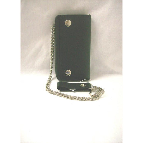 Double SS Small Black Leather Trucker Wallet/Motorcycle Wallet - Pete's Town Western Wear