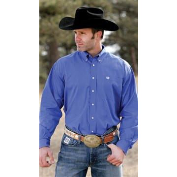 Cinch Men's Blue Long Sleeve Pinpoint Button Western Shirt - Pete's Town Western Wear