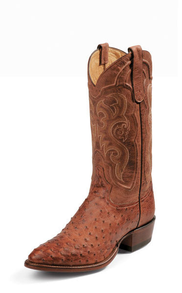 El Leon Boots Mens 8 Western Cowboy Orange Ostrich Leather Pointed Toe Mid  Calf