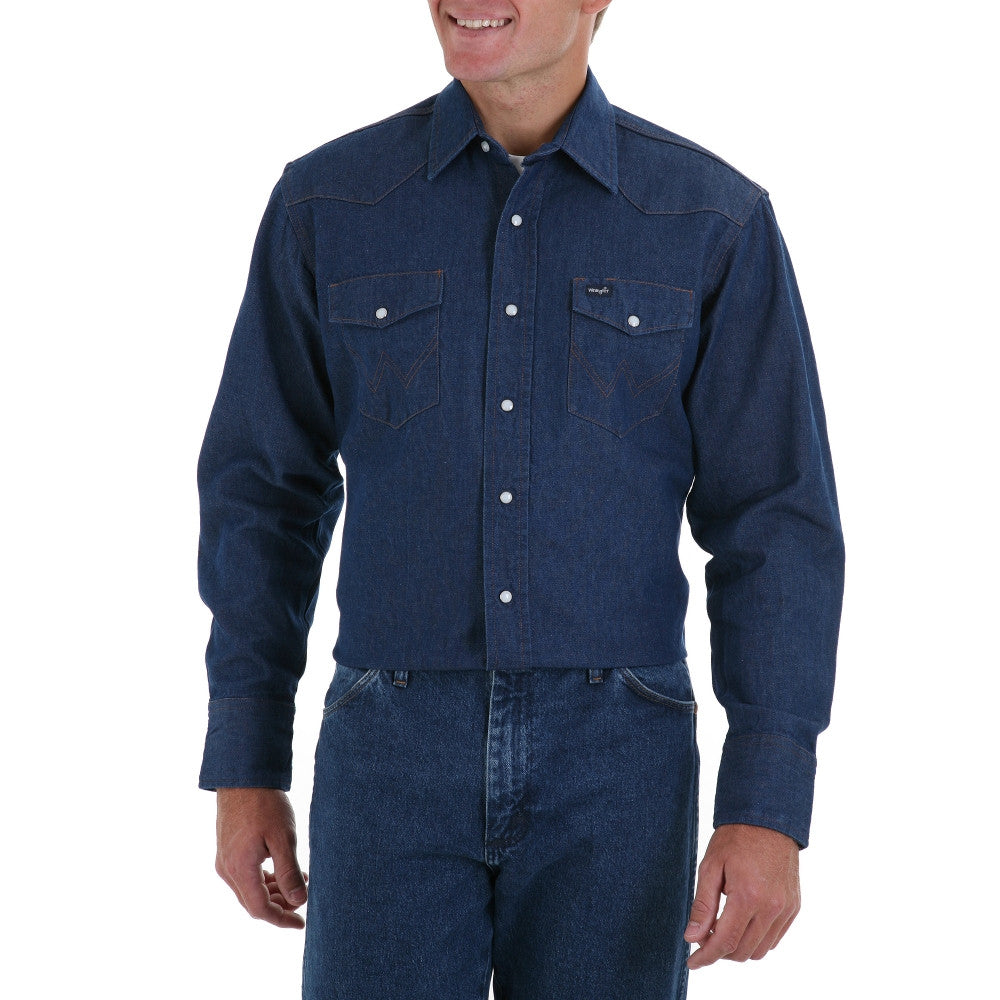 Men’s Authentic Cowboy Cut Work Western Shirts- Indigo Denim - Pete's Town Western Wear