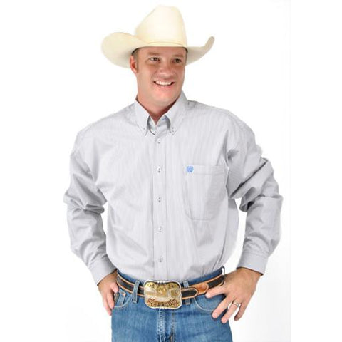 Cinch Men's White Pinstripe Western Oxford Long Sleeve Western Dress Shirt - Pete's Town Western Wear