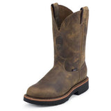 Justin Men's J-MAX 11" Round Toe Pull-On Work Boot -Rugged Tan Leather - Pete's Town Western Wear