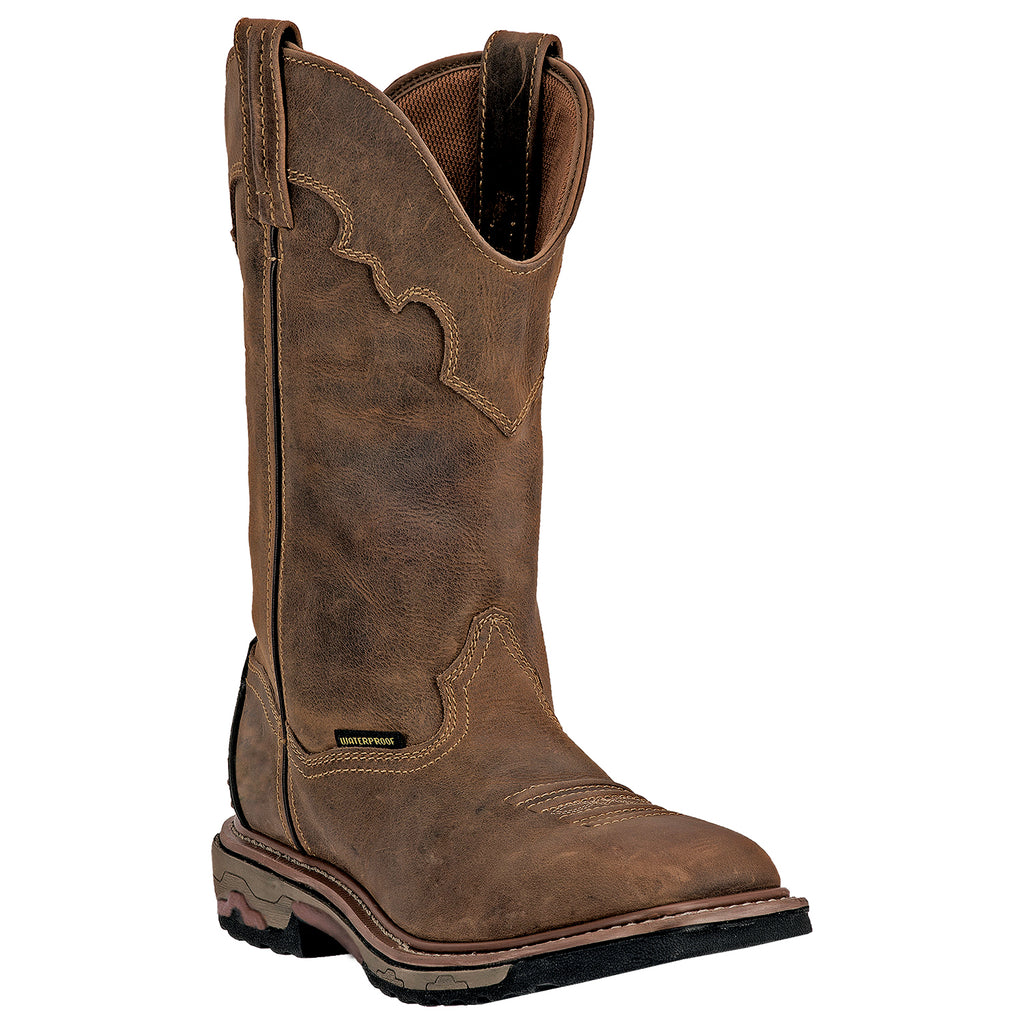 Dan Post Men's 11" Waterproof Tan Square Toe Work Boots with DPC Heat, Oil, and Slip Resistant Sole. - Pete's Town Western Wear