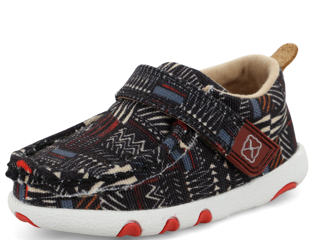 TWISTED X INFANT (ICA0020) SLIP-ON DRIVING MOC SHOE WITH VELCRO CLOSE - Black Multi