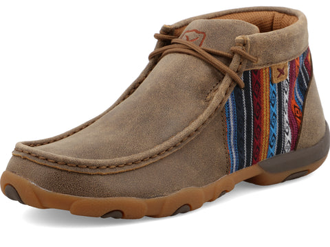 TWISTED X WOMEN'S (WDM0105) CHUKKA DRIVING MOC- Bomber Leather & Multi-Color Aztec