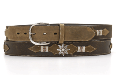 Nocona Men's Western Rowel Concho Distressed Brown Leather Belt - Pete's Town Western Wear