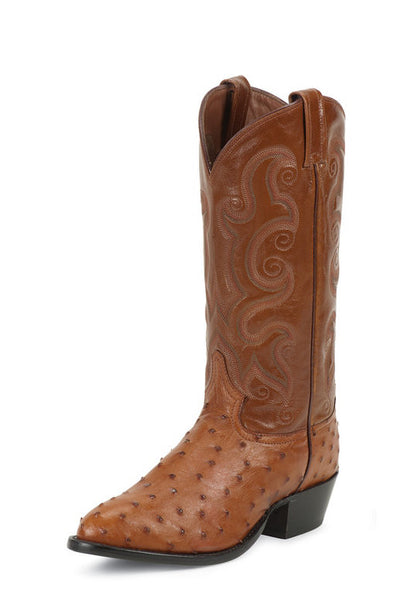 MEN'S BROWN OSTRICH QUILL LEATHER WESTERN RODEO EXOTIC COWBOY