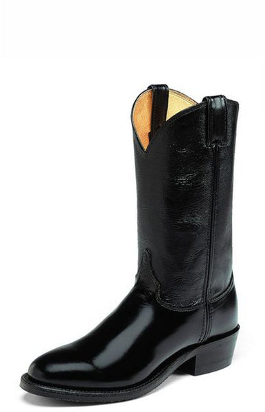 Justin Men s 3040 Western Collection 12 Black Leather Pull On Round Pete s Town Western Wear