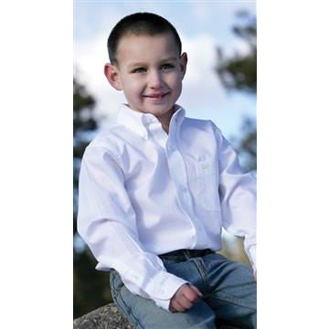 Cinch Boy's White Solid Twill Long Sleeve Pearl Button Shirt - Pete's Town Western Wear
