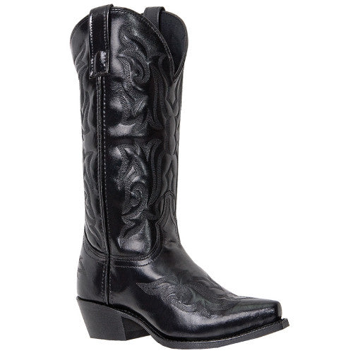 Laredo Men's Black Western Snip Toe Cowboy Boot with Design