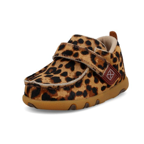 TWISTED X (ICA0034) INFANT SLIP-ON SHOE WITH VELCRO CLOSE- HAIR ON LEOPARD PRINT