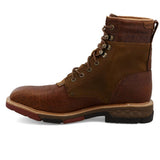 TWISTED X MEN'S (MXALW01) 8" WATERPROOF SQUARE ALLOY TOE LACE-UP SAFETY TOE WORK BOOT W/SADDLE - Brown