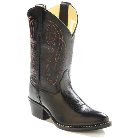 Jama Youth Western Cowboy Boots Black Corona Leather - Pete's Town Western Wear