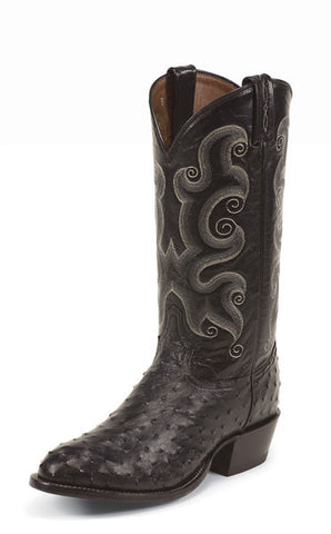 Tony Lama Mens Black Full Quill Ostrich Western Boots Round Toe - Pete's Town Western Wear