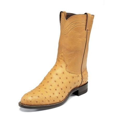 Justin Men's Ropers Antique Saddle Full Quill Ostrich Boots - Pete's Town Western Wear