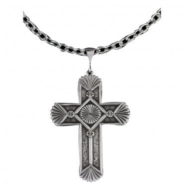 Montana Silversmiths Ladies Gunmetal Southwestern Cross Necklace - Pete's Town Western Wear
