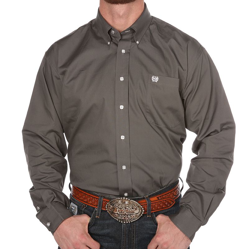 Cinch Men's (MTW1104238) Long Sleeve Button-Up Shirt - Grey