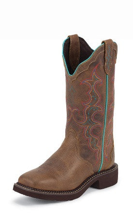 Justin Womens Gypsy 12" Tan Jaguar Square Toe Cowgirl Boots - Pete's Town Western Wear