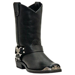 Dingo Men's Black Harness Boot with Silver Eagle Accessories