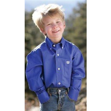 Cinch Solid Blue Children's and Boy's Long Sleeve Shirt - Pete's Town Western Wear