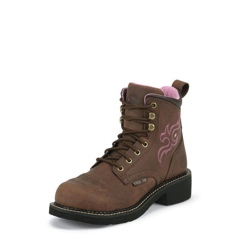 Justin Women's Katerina 6" Gypsy STEEL Round Toe Lace-Up Work Boot - Pete's Town Western Wear