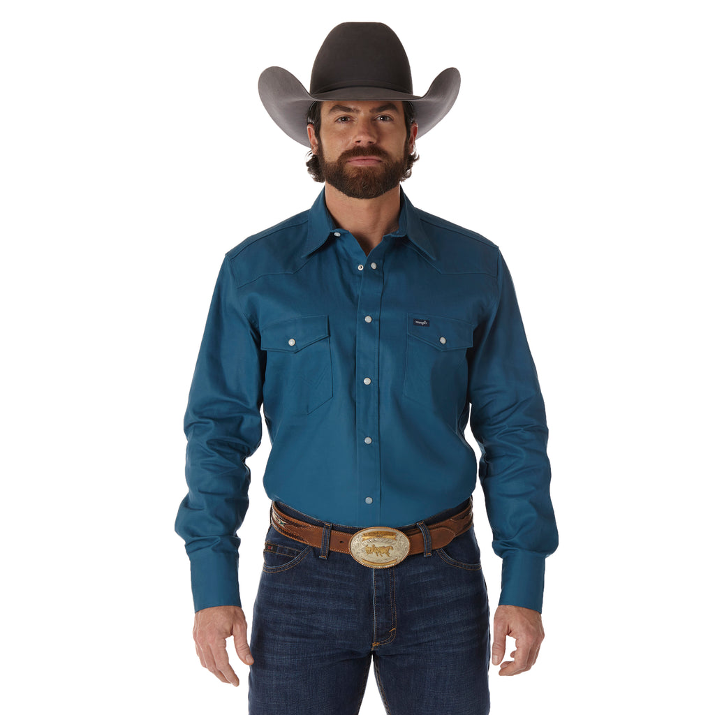 Men’s Authentic Cowboy Cut Work Western Shirt (MS71419) - Teal