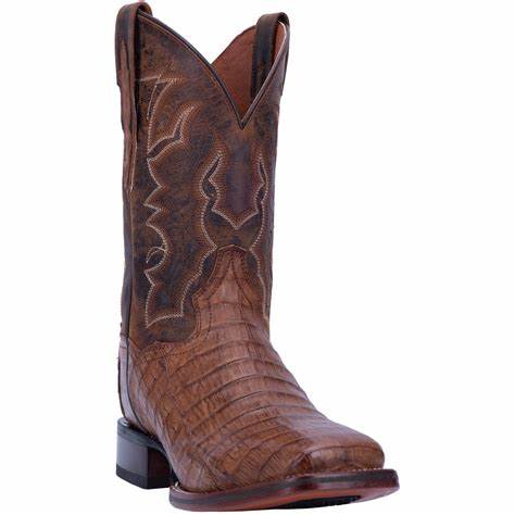 Dan Post Men's Cowboy Certified Bay Apache Belly Cut Alligator Skin (DP4807) Square Toe Western Dress Boots