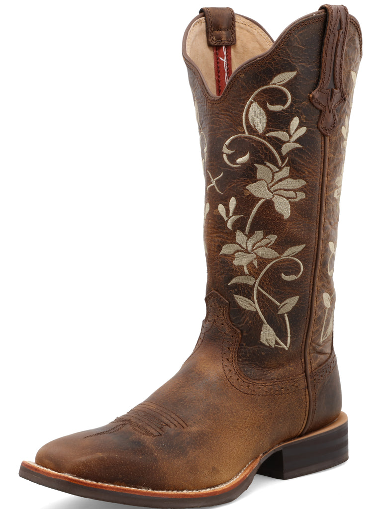 Twisted X Women's (WRS0025) Traditional Western Square Toe Cowgirl Boots-Ruff Stock/Oiled Bomber