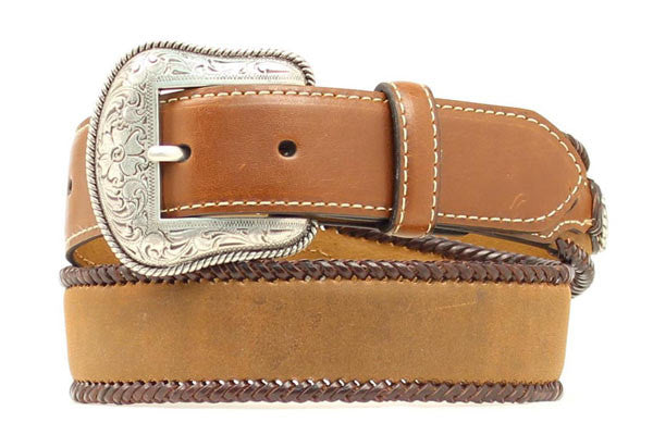 Kids Western Fashion Laced Edge Brown Leather Belt - Pete's Town Western Wear