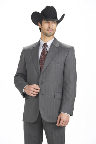Men's Circle S Wool Pinstripe Western Suit Slacks Charcoal - Pete's Town Western Wear