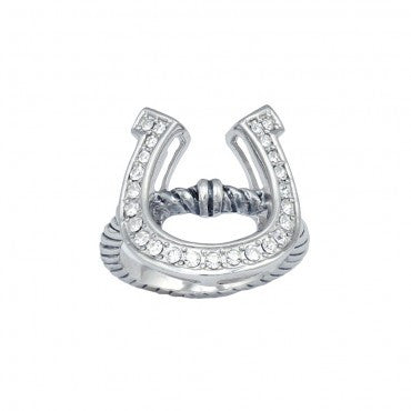 Montana Silversmiths Ladies Horseshoe On A Rope Silver Ring - Pete's Town Western Wear