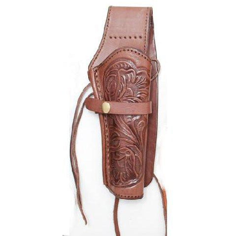Hand Tooled Choco Embossed Leather Western Ties Gun Belt Holster - Pete's Town Western Wear