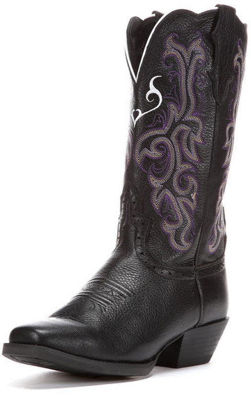 Justin Womens Stampede 12" Black Deercow Western Cowgirl Boots - Pete's Town Western Wear