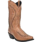 Laredo Men's (68432) Antique Tan Snip Toe Leather Cowboy Boot with Stylish Leather Lacework